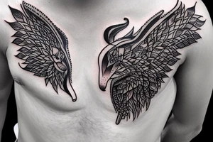 brutal azerbaijani wolf chest arm tattoo idea