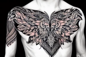 brutal azerbaijani wolf chest arm tattoo idea