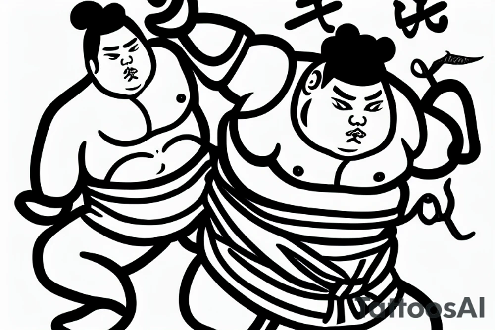 Japanese sumo wearing arabic clothes tattoo idea