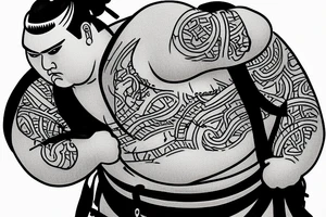 Japanese sumo wearing arabic clothes tattoo idea