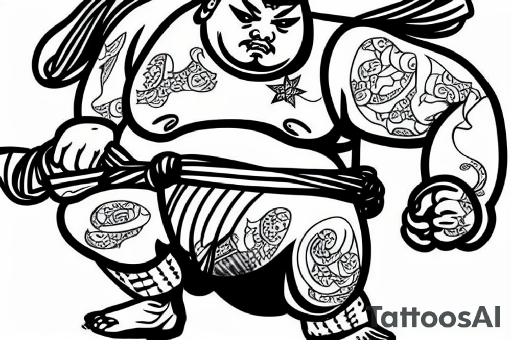 Japanese sumo with Hijab tattoo idea