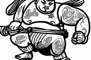 Japanese sumo with Hijab tattoo idea