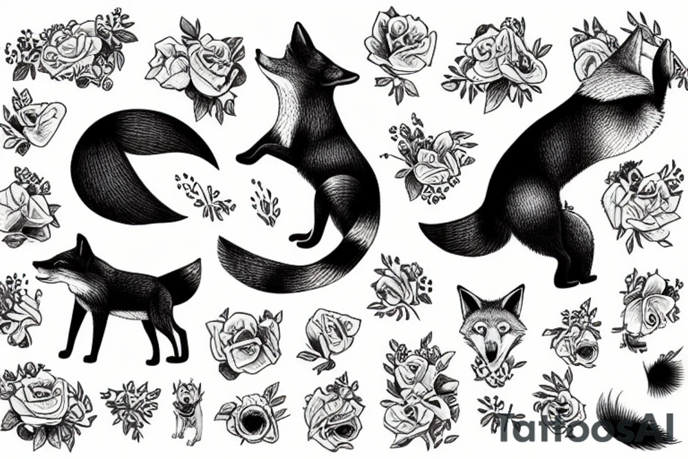 Fox jumping over sleeping dog tattoo idea