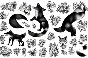 Fox jumping over sleeping dog tattoo idea