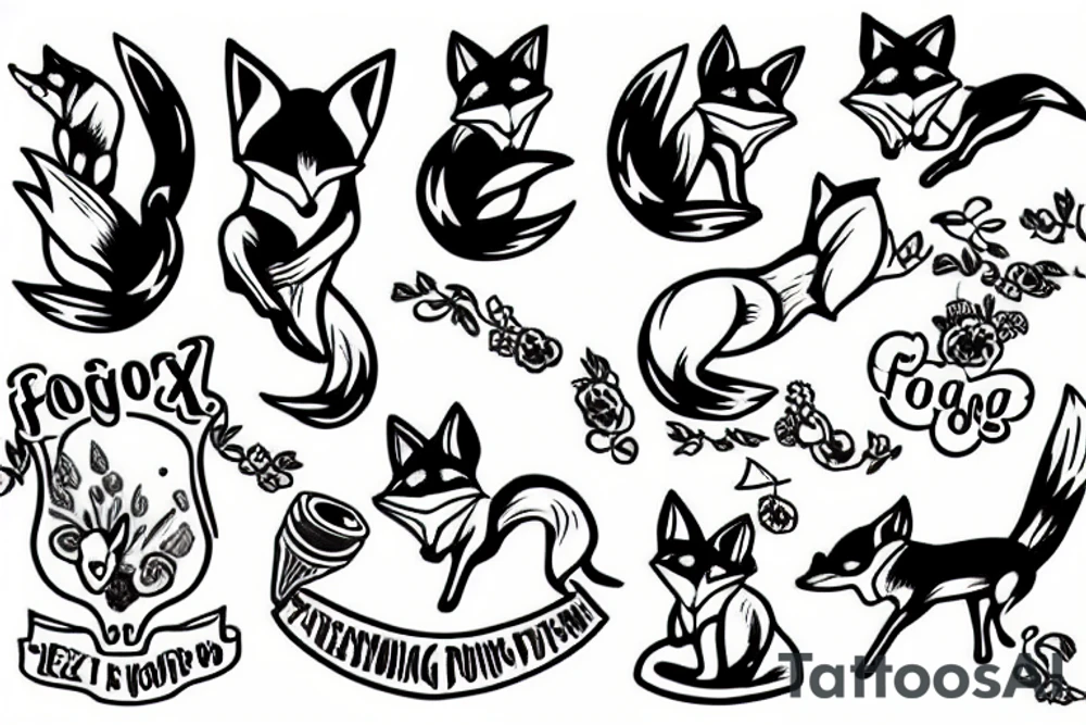 Fox jumping over sleeping dog tattoo idea