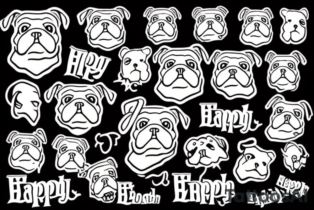 Happy English Bulldog Sitting tattoo idea