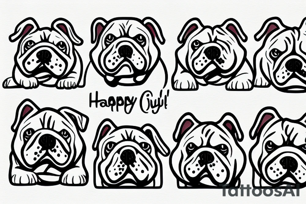 Happy English Bulldog Sitting tattoo idea
