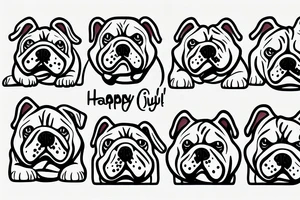 Happy English Bulldog Sitting tattoo idea