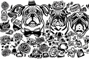 Happy English Bulldog Sitting tattoo idea