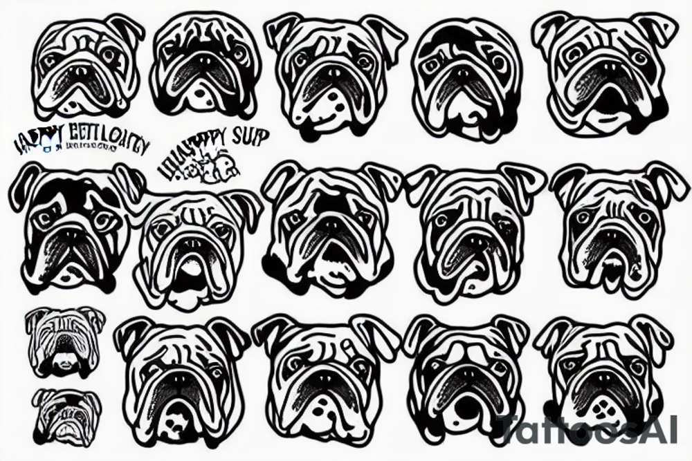 Happy English Bulldog Sitting tattoo idea