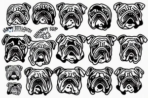 Happy English Bulldog Sitting tattoo idea