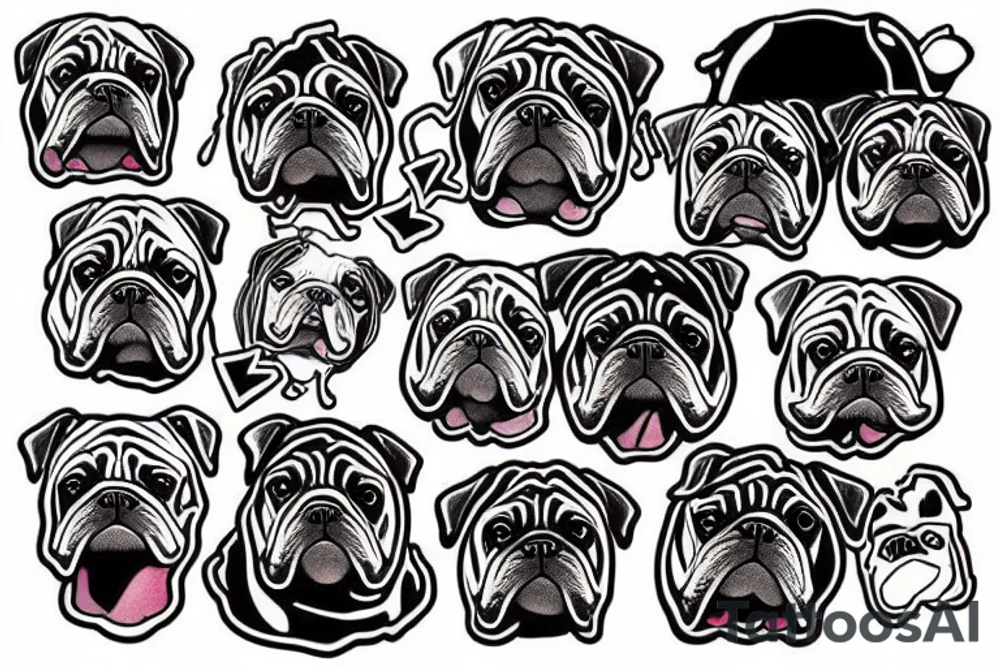 Happy English Bulldog Sitting tattoo idea