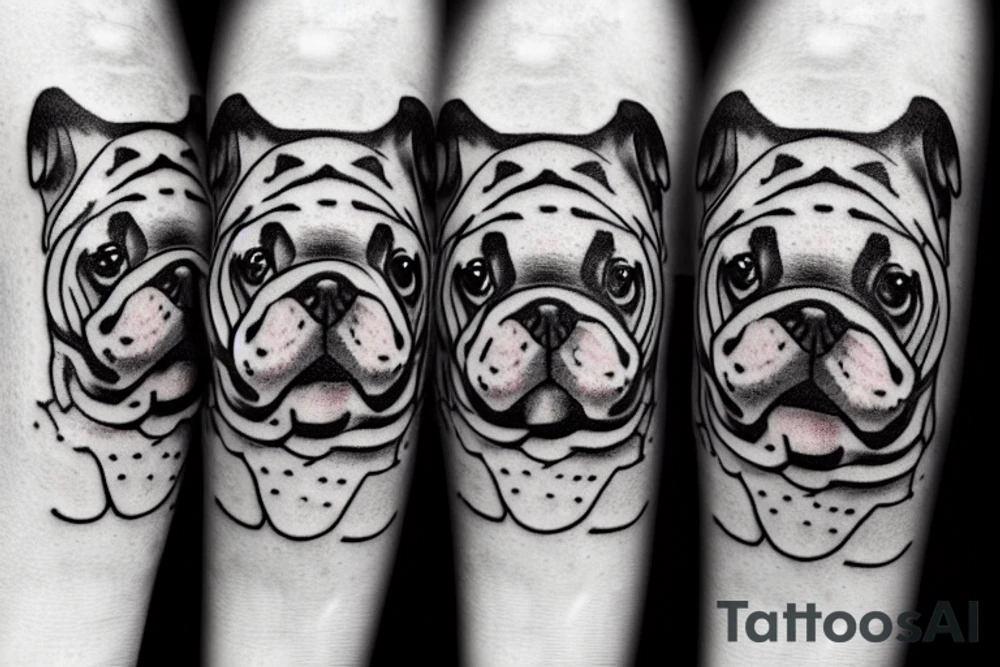 Happy English Bulldog Sitting tattoo idea