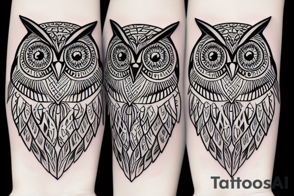 Owl staring forward tattoo idea