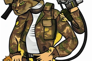 Ukrainian solder with cat on tank tattoo idea