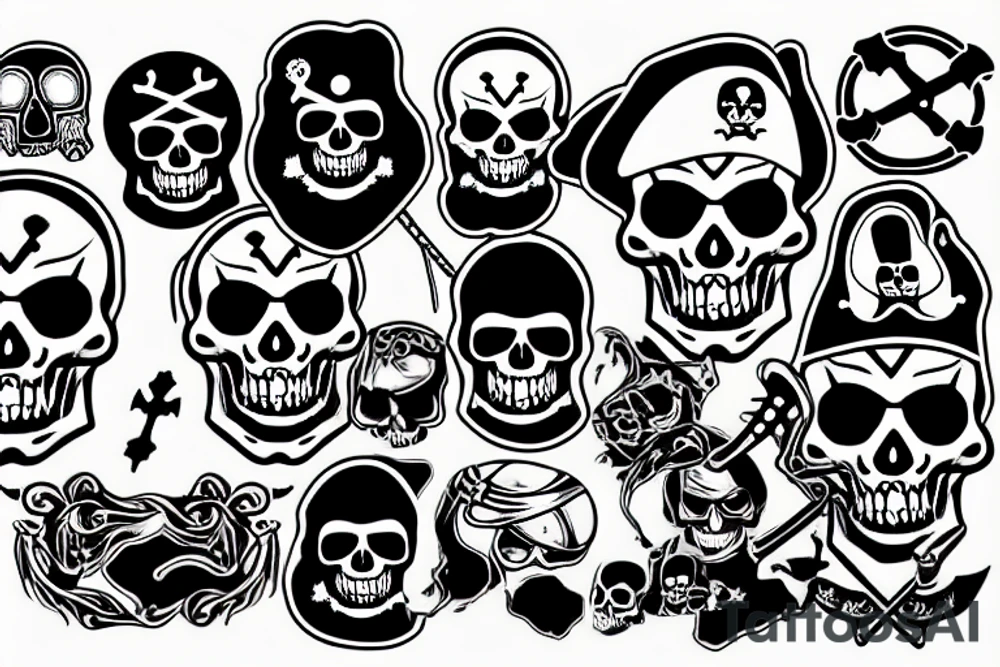 pirate skull with crossed bones under it tattoo idea