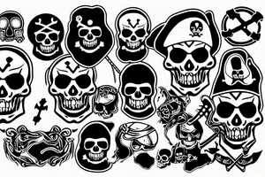 pirate skull with crossed bones under it tattoo idea