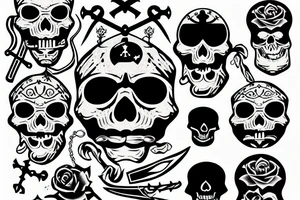pirate skull with crossed bones under it tattoo idea