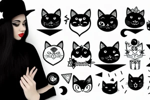 Black cat with funny hat tattoo idea