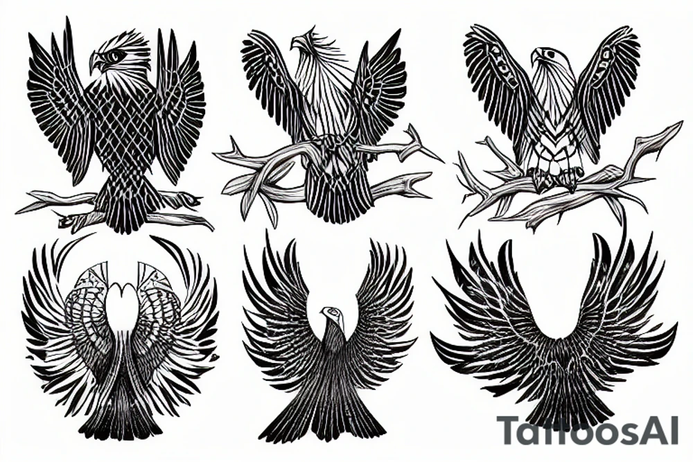 A eagle a tree and code tattoo idea
