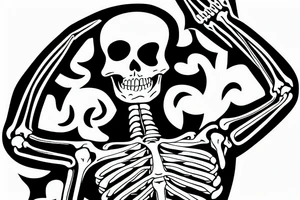 A skeleton torso hold a globe tattoo idea