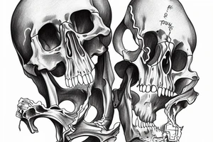 the torso of a sekeleton seen from the side holding up a map of the world tattoo idea