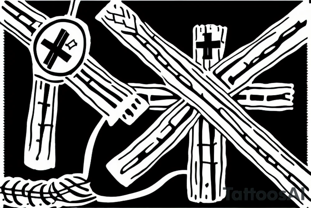 1 Orthodox cross with wheat stalks behind tattoo idea