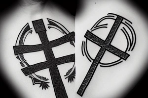1 Orthodox cross with wheat stalks behind tattoo idea