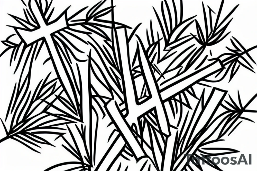 1 Orthodox cross with wheat stalks behind and a maple leaf tattoo idea
