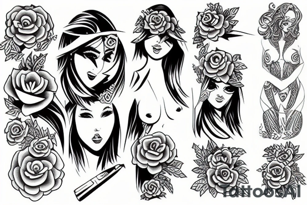 Hot Girl mopeding tattoo idea