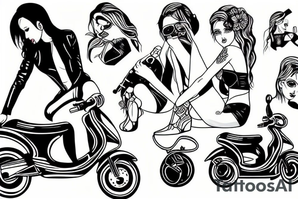 Hot Girl on a moped tattoo idea