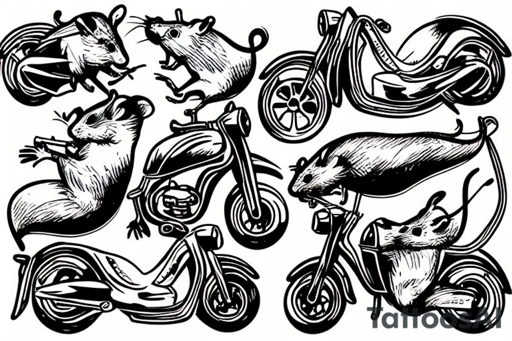 rat on a moped smoking tattoo idea