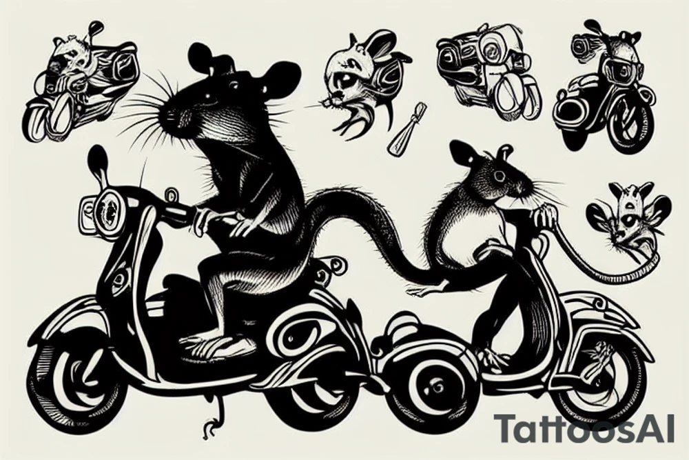 rat on a moped smoking tattoo idea