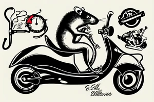 rat on a moped smoking a cigarette tattoo idea