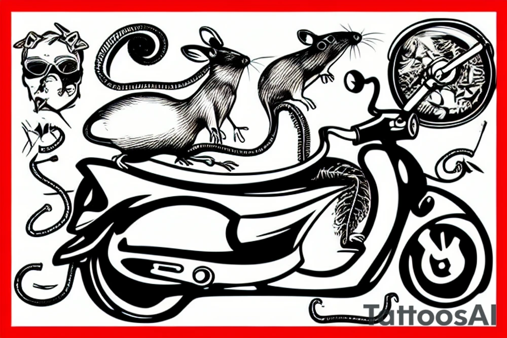 rat on a moped smoking a cigarette tattoo idea