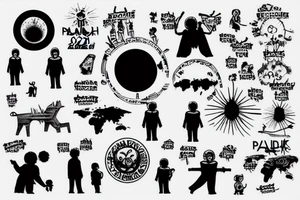 2022, pandemic, world domination, children, panic, sunrise tattoo idea