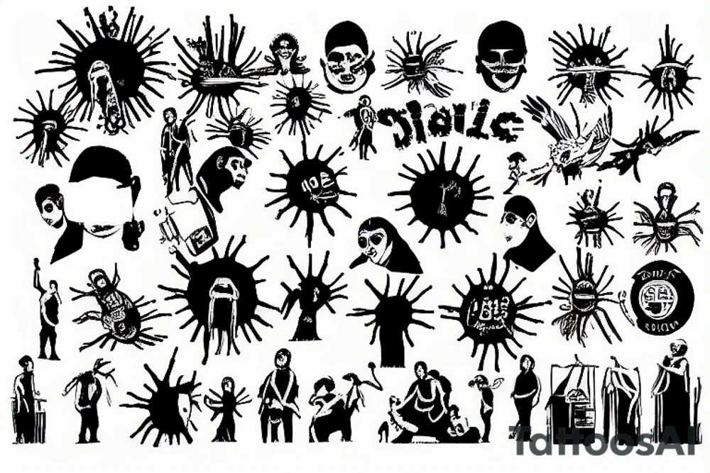 2022, pandemic, world domination, children, panic, sunrise tattoo idea