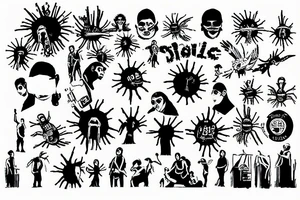 2022, pandemic, world domination, children, panic, sunrise tattoo idea