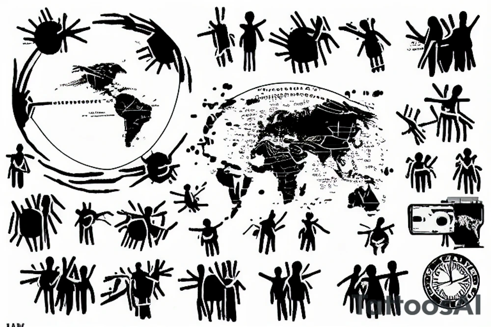 2022, pandemic, world domination, children, panic, sunrise tattoo idea