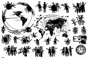 2022, pandemic, world domination, children, panic, sunrise tattoo idea