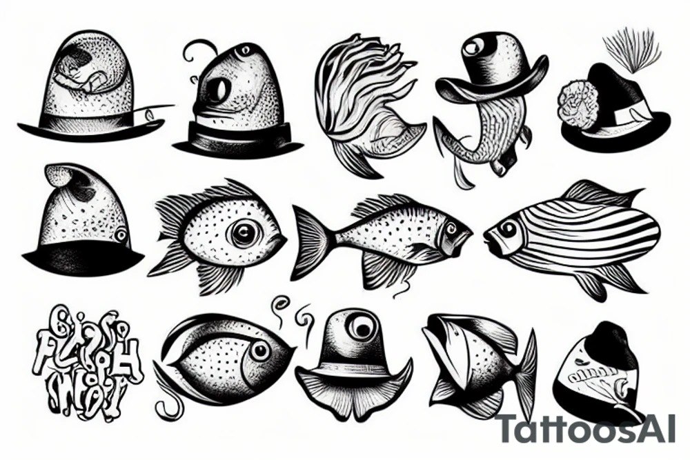 Fish with a funny hat tattoo idea