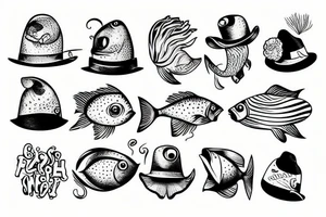 Fish with a funny hat tattoo idea
