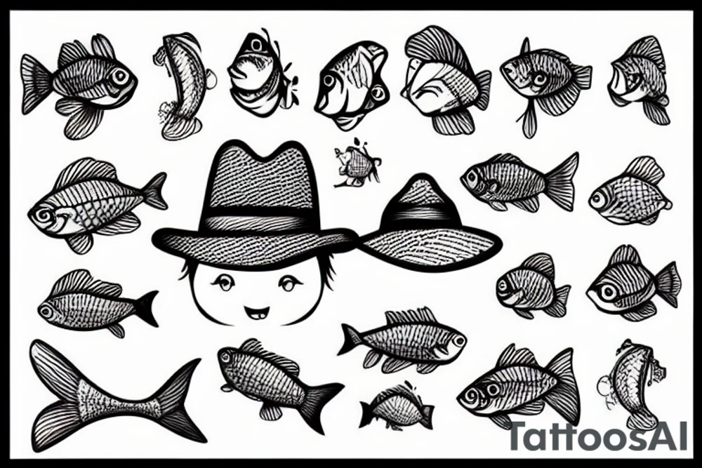 Fish with a funny hat tattoo idea