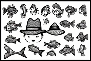 Fish with a funny hat tattoo idea