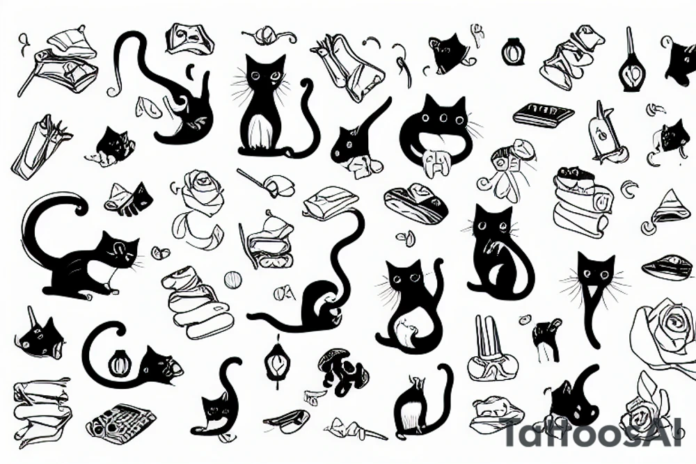 Cat on a broom tattoo idea