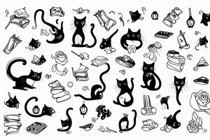 Cat on a broom tattoo idea
