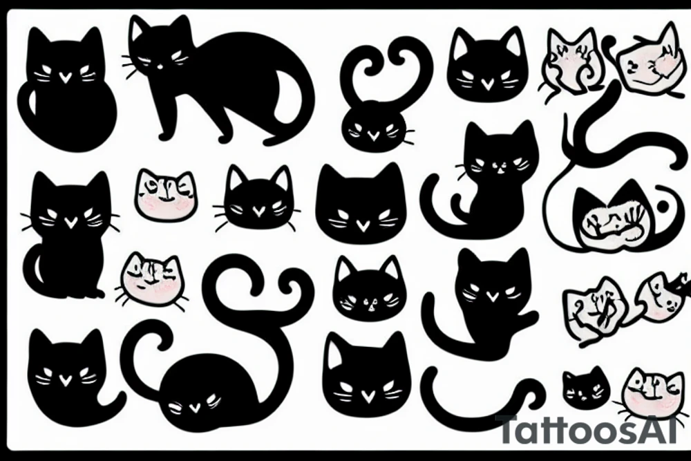 Cute black Cat tattoo idea