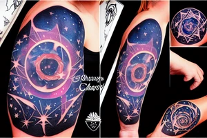 Schadow cloak with star light night sky whithin tattoo idea