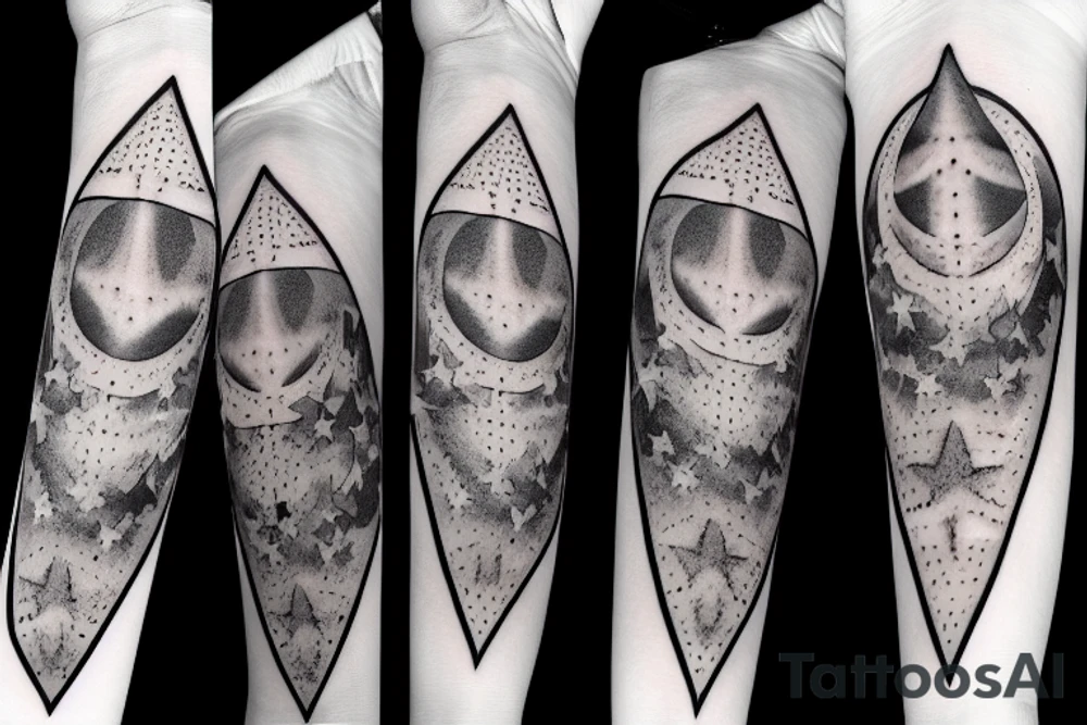 Schadow cloak with star light night sky whithin tattoo idea