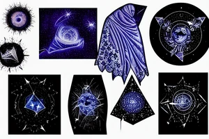 Schadow cloak with star light night sky whithin tattoo idea